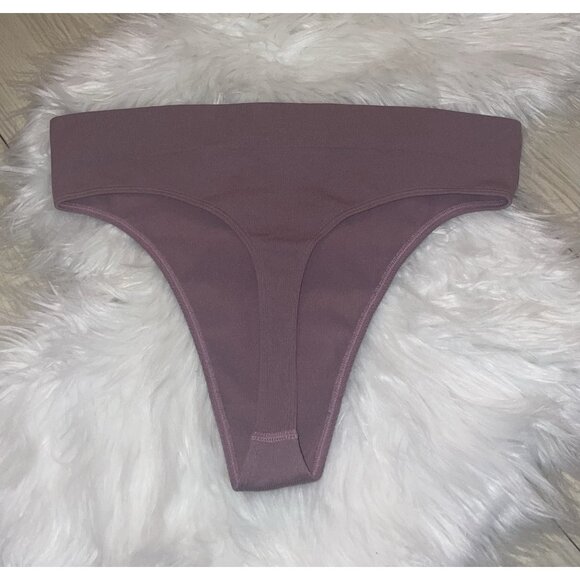 Jenni Womens Seamless Ribbed Hi-Cut Thong Panties XXL 2XL XXLarge Purple - Picture 4 of 4